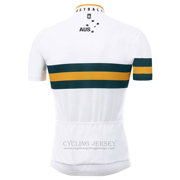 2017 Cycling Jersey Australia White and Yellow Short Sleeve and Bib Short